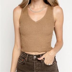 Frame Women Ribbed Knit Cropped Tank Top Medium Indie Woodland Forest Grunge